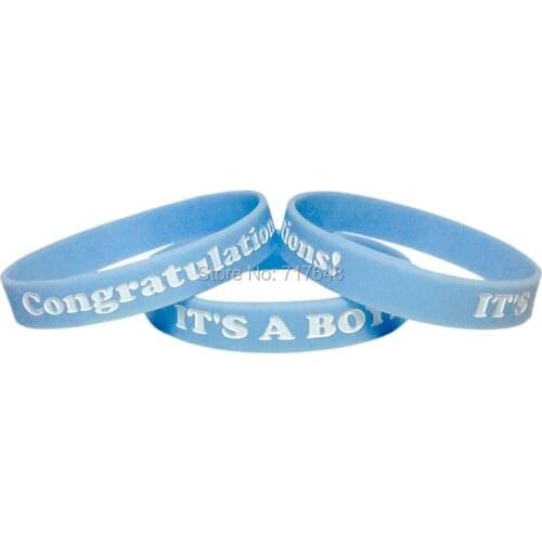 100pcs Inspirational Quote ITS A BOY! Congratulations! wristband silicone bracelets free shipping by ePacket A