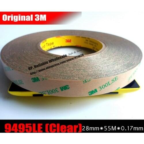 28mm*55M*0.17mm) Extreme Hi-Bond Transparent 3M 300LSE PET Acrylic Glue Tape for Laptop GPS Control Panel, Windows Display Bond