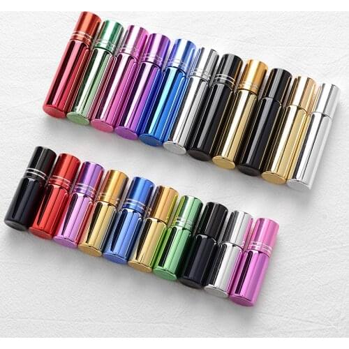 5ml/10ml 30pcs/lot Portable Roller Bottles UV Glass Roll on Bottle For Essential Oil Rollerball Travel Refillable Perfume Bottle