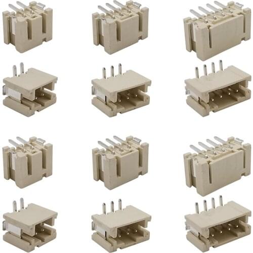 50Pcs PH2.0 Pitch 2.0mm 2P 3Pin 4 Pin Vertical SMD Plug Terminal Blocks Connector for JST PH 2.0 2/3/4P Female Cable Connectors