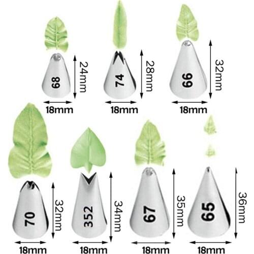 7Pcs/8Pcs Stainless Steel Leaves Grass Icing Piping Nozzle Tips Baking Tools Cake Cream Bag Decorating Tools