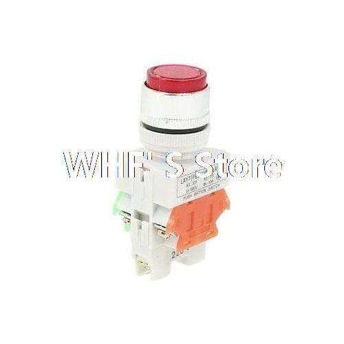 AC 660V 10A Red LED Light Momentary Push Button Switch 22mm 1 NO 1 NC