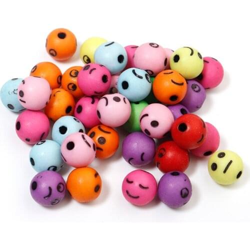 100Pcs/lot Acrylic Beads Mix Color 7.8mm Facial Expression Beads Spacer For Jewelry Making Handmade Diy Bracelet Necklace