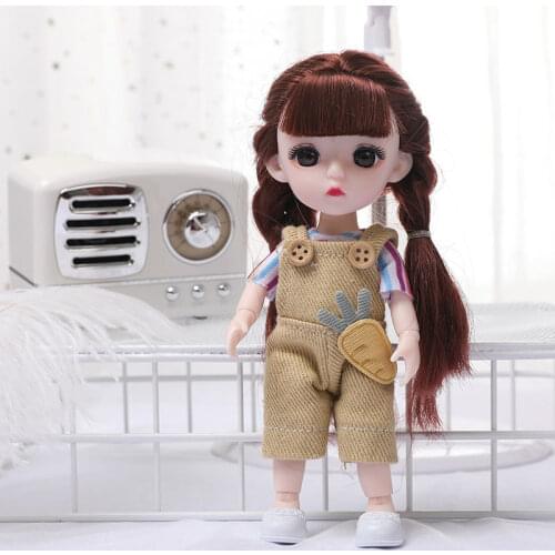 BJD Doll 17 Cm 13 Joint Plastic Fashion Doll Girl Play House Toy Clothes Shoes Casual Outfit Accessories Skirt Children DIY Gift