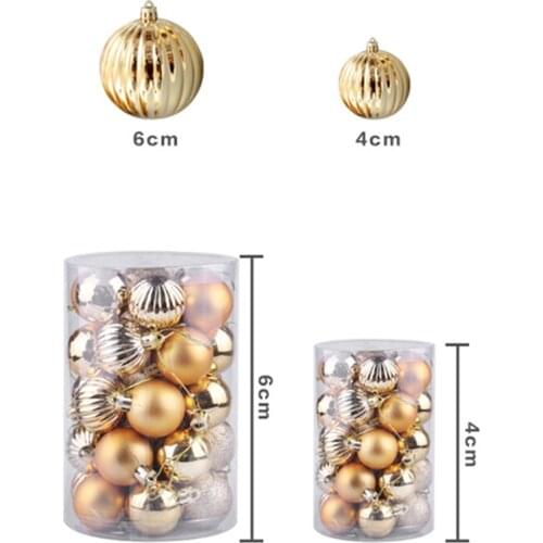 3/4/6/8/10CM Christmas Decoration Tree Balls 24PCS Glitter Christmas Ornament Color Plastic Christmas Tree Pendant Hanging Balls