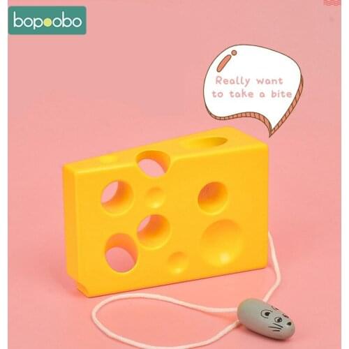 Bopoobo 1Pc Baby Educational Toy Funny Mice And Cheese Finger Squeeze Toys Childrens Develop Intelligence Montessori Kids Gift