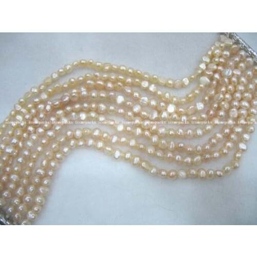 Natural 8 rows 7.5" pink baroque freshwater pearl bracelet