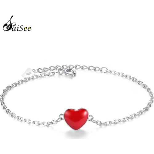 Hand Chain Bracelets Red Royal Heart Shape Concision White Gold Color Bangles Fashion Wedding Jewelry E257 1pc Dropshipping