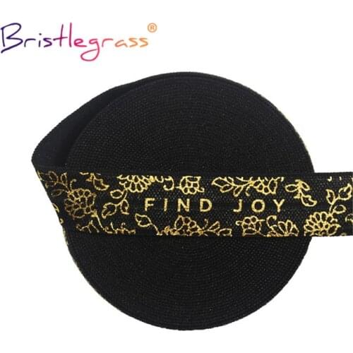 BRISTLEGRASS 50 100 Yard by Roll 5/8" 15mm Flower Vine Foil Print Fold Over Elastics FOE Spandex Bands Tape Hair Tie Sewing Trim
