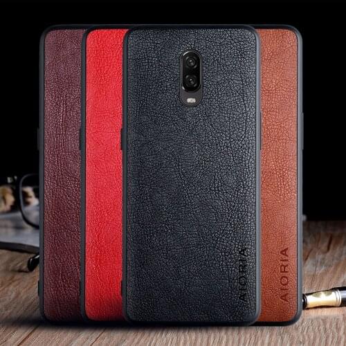 Case for Oneplus 6T funda luxury Vintage Leather skin coque with TPU PC hard cover for oneplus 6t case capa