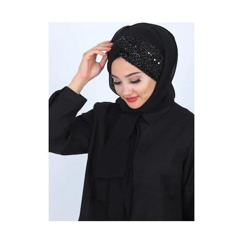 Sequined Knot Wrap Black