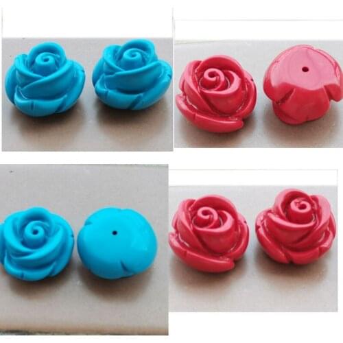 Howlite Flower Art Pendant Bead Pair ( half hole ) WB938