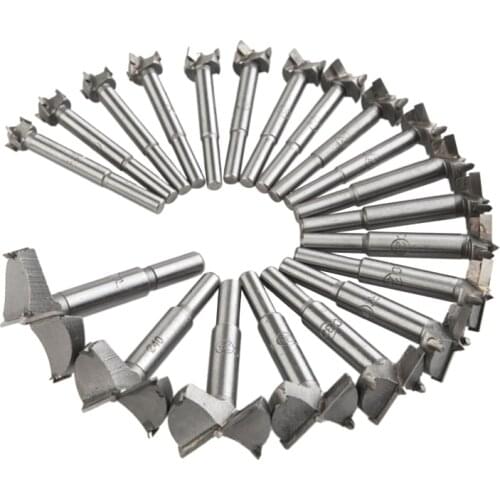 D08D 20pcs/set 14-50mm Forstner Drill Bits Woodworking Self Centering Hole Saw Carbide Wood Cutter Tools