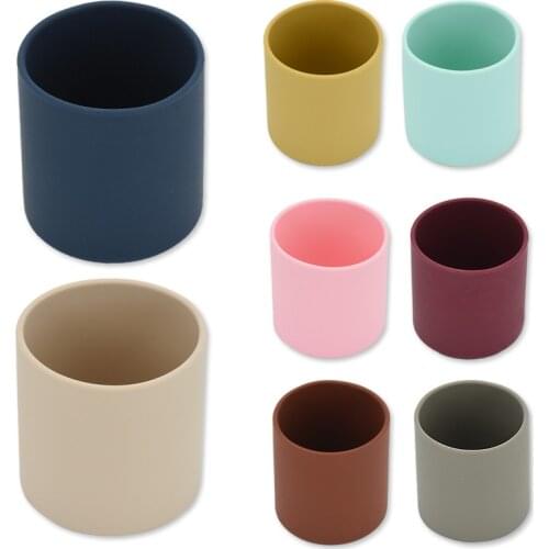 Baby Silicone Cup Food Grade Solid Color Silicone kids Feeding Cup Infant Toddler Tableware Drinking Cup BPA Free Heat-resistant