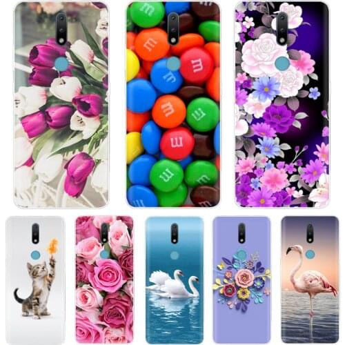 For Nokia 2.4 Case nokia2.4 Soft Silicone Back Cover Case for Nokia 2.4 2020 6.5 inch Cute Flower Cat Silicon Phone Bumper Funda