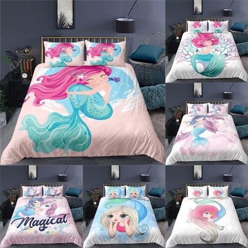 Home Textile Luxury 3D Mermaid Print 2/3Pcs Comfortable Duvet Cover Pillowcase Bedding Sets Single Queen and King EU/US/AU Size