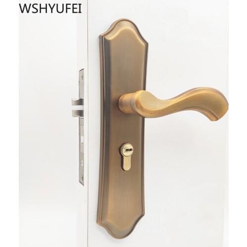 Aluminum Alloy Door Locks Continental Bedroom Minimalist Interior Door Handle Lock Cylinder Security Mute Door Lock Household