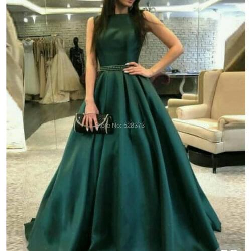 YNQNFS MD117 Elegant Floor Length Satin Sleeveless A-line Green Mother of the Bride/Groom Dresses Outfits 2019
