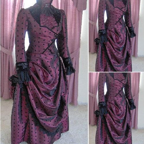 History!Customer-made Victorian dress 1860s Civil war Dress Scarlett Theater Costume Halloween Renaissance Dress V-532