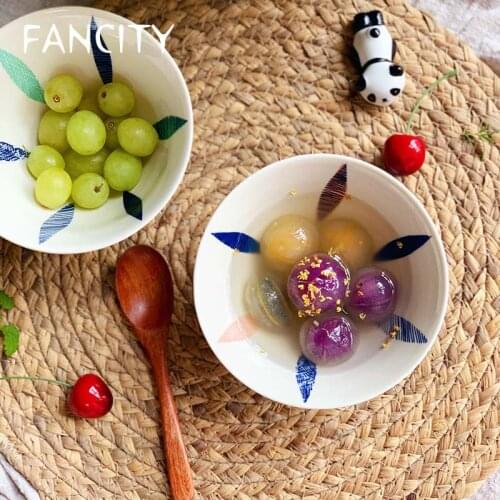 FANCITY Nordic ceramic creative trumpet bowl Japanese style high-foot bowl 5 inch rice bowl household anti-scalding thickening