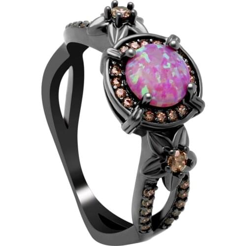 Red Fire Opal Rings jewelry Black Wedding rings for women Blue champagne Party Engagement Love Rainbow Ring