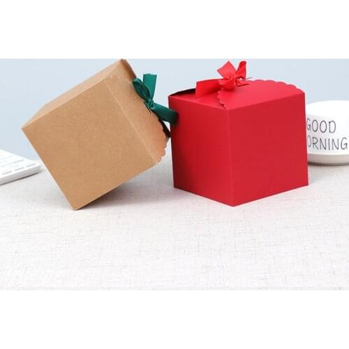 Kraft Paper Wedding Candy Box 20pcs 11*11*11cm Brown Square Cardboard Boxes Party Cookie Packaging Gift Box Gifts For Guests