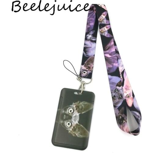 Sphynx Cat Anime Lanyard Badge Holder ID Card Lanyards Mobile Phone Rope Key Lanyard Neck Straps Keychain Key Ring Gifts