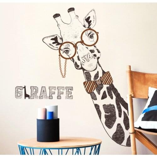 Creative Giraffe Wall Sticker Animals Wallpaper Bedroom Living Room Home Decor Self-adhesive PVC Wall Decals Posters Decoration