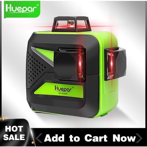 Huepar 3D 12 Lines Cross Laser Level Red Beam Self-Leveling 360 Horizontal And Vertical Cross Line Super Powerful Level Tools