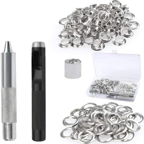 153PCS Grommet Tool Kit - 150Sets of Grommet Eyelets 12mm Inside Diameter with Hole Punch, Grommet Adjustment Tool