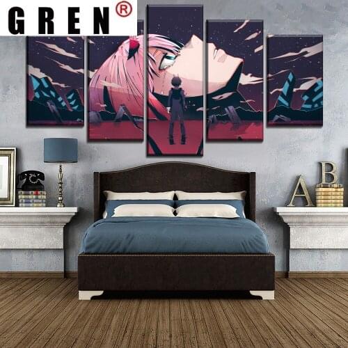 GREN Wall Art Canvas Painting 5 Piece Large Poster Anime HD Picture Modern Anime Character Picture unframed Living Home Decor