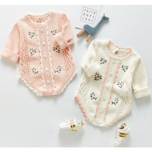 Newborn Cute Clothes Baby Girl Romper Autumn Knit Long Sleeve Sweater Jumpsuits Infant Casual Clothing Ropa Bebe Recien Nacido