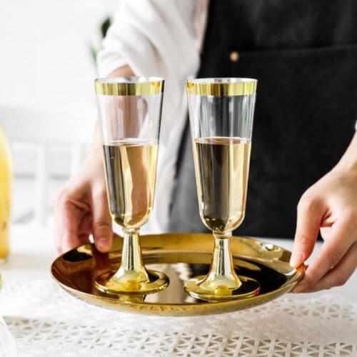 6Pcs/Set Disposable Red Wine Glass Plastic Champagne Flutes Glasses Cocktail Goblet Wedding Party Supplies Bar Drink Cup 150ml