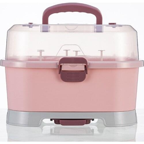 Baby milk bottle storage box can be portable portable baby milk powder box childrens dust-proof drying rack Storage Box