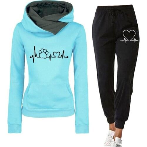 Casual Tracksuit Women Winter 2021 Warm Two Piece Set Sweatshirt Hoodie+Pants Suits Female Outfits Womens Clothing Dropshipping