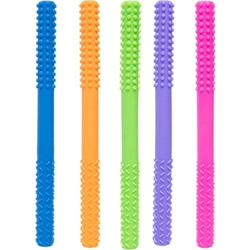 Newborn Hollow Teething Tube Baby Silicone Teether Stick Biting Chewing Straws Nursing Soother Molar Toy Gift for Infants