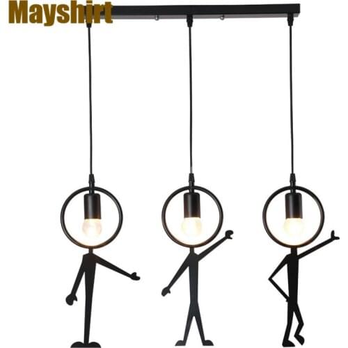 Retro Little Iron Man Chandeliers Nordic Living Room Decoration Bedroom Lamp Vintage Kitchen Bar Cafe Dining Room Light Fixture