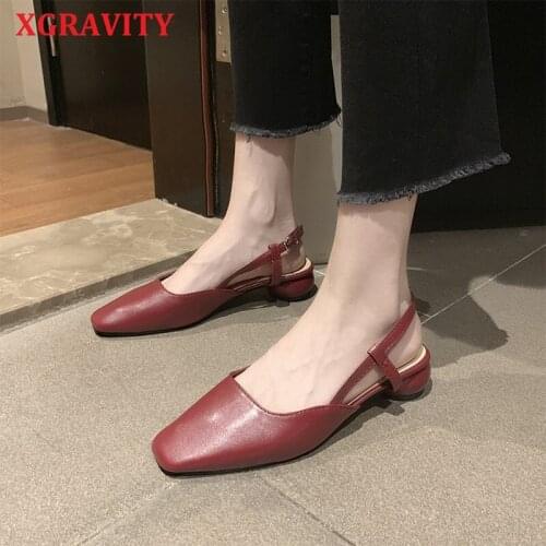 XGRAVITY Butterfly Square Lock Heel Strange Design High Heel Sandals Fashion Women Chunky Shoes Square Toe Slippers Lady B033