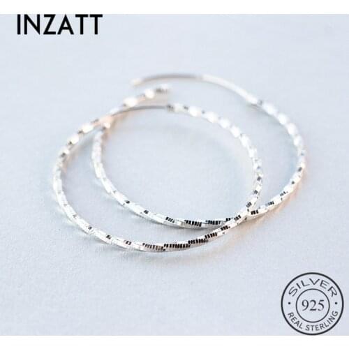 INZATT Real 925 Sterling Silver Minimalist Hyperbole Round Sparkling Big Hoop Earrings For Birthday Party Fashion Jewelry Gift