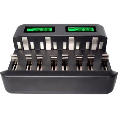 SOONHUA 8 Slots LCD Display USB Smart Battery Charger for AA AAA C D Size Rechargeable Battery