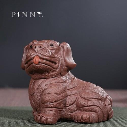 PINNY Purple Clay Shar Pei Morado Tea Pet Animal Statues For Decoration Ceramic Ornaments Dog Statue Sculpture