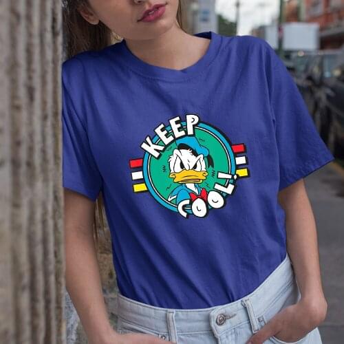 Disney Round Neck Short Sleeve Women T-Shirt Fashion Dropship Donald Duck Cartoon Printing Summer New T Shirt Female Comfortable