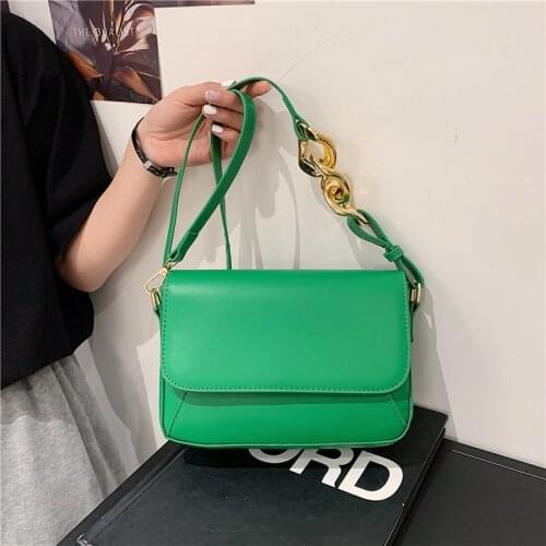 Thick Chain Design Small Pu Leather Shoulder Bag For Women 2021 New Flap Crossbody Bags Ladies Totes Travel Handbags Hobo Purse