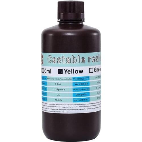 LCD 3D printing Materials Castable resin Jewelry liquid Casting / Wax resin for LCD/DLP 3d printer 1000 ml we can provide MSDS