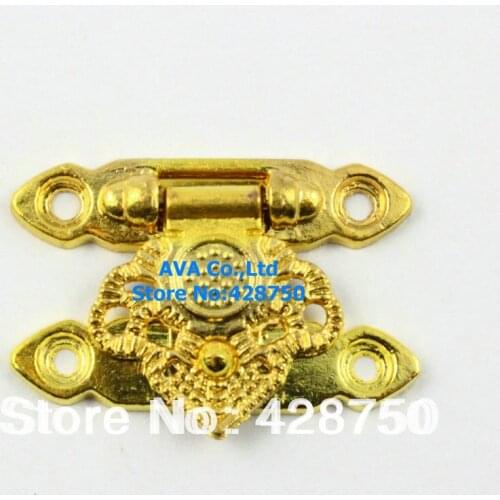 Gold Jewelry Box Hasp Latch Lock 37x25mm with Screws