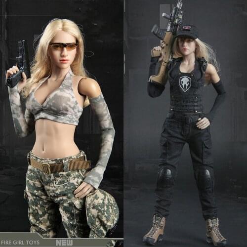 1/6 Fire Girl Toys FG048 Tactical Woman Shooter Clothes with 1/6 Vest 1/6 Caps For 12" Female Figure