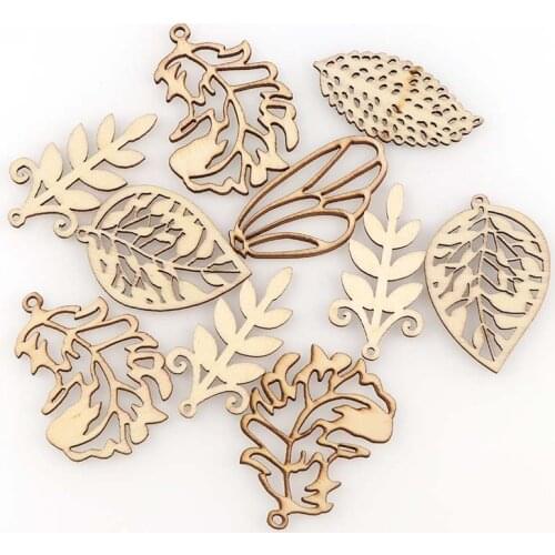 10PC Wooden Mix Leaves Cutouts Craft Embellishment Gift Tag WoodOrnament For Wedding Christmas DIY Decoration Hand-made Graffiti