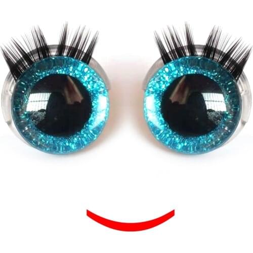 20pcs eyelashes eyes of hand painted 20mm safety eyes with eyelashes Glitter safety eyes plastic toy eyes Baby eyelashes