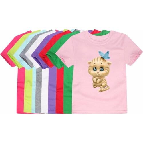 2018 kids girl clothes t-shirt whosale baby choses cotton kitty girl tops china cheap top 100 children cat lovey t shirts