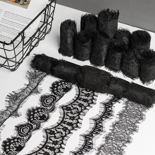 3M/Lot Mix Style Black Eyelash Lace Fabric Trims DIY Sewing Garment Ribbon Handmade Material